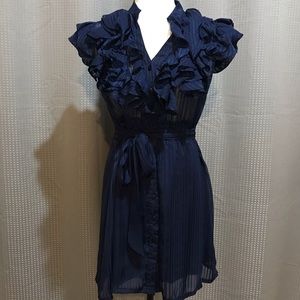 ❄️NWOT❄️Forever 21 Sheer Navy Ruffle Midi Dress